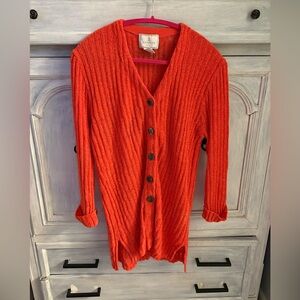 Vintage 90’s Express Coral Ribbed Cardigan Sweater Grandpa Cozy Slouchy Chenille